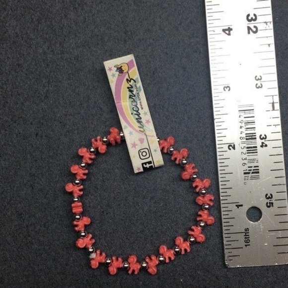 Trrtlz Friendship Unicorn Bracelet Unicornz Pink Salmon Silver Stretch Barbie - Picture 3 of 3